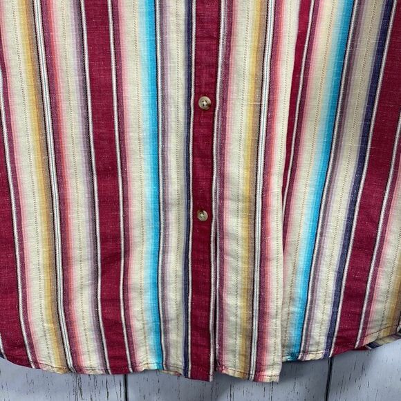 Lauren Ralph Lauren  Vintage Linen Cotton Blend Striped 3/4 Sleeve Button Down - Picture 9 of 14